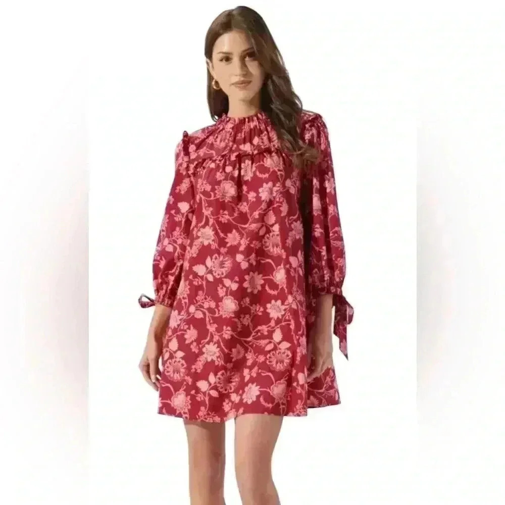 Sugar Lips Mulberry Floral Rowena Cotton Shift Dress Size Small. #319